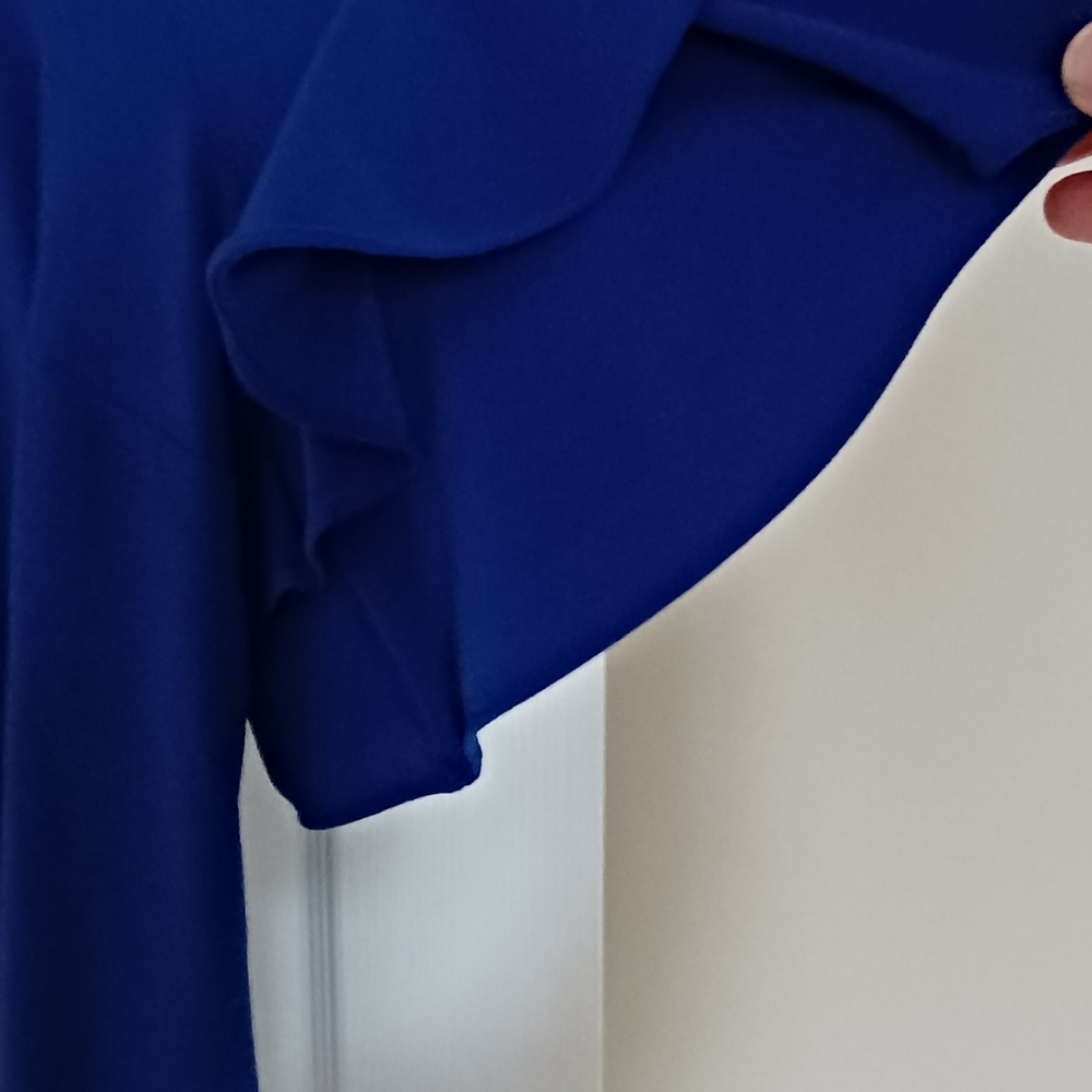 INC International Concepts Cobalt Blue Ruffle Sleeve Top - Picture 2 of 4